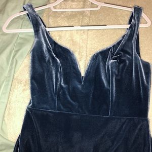 Express blue velvet mini dress